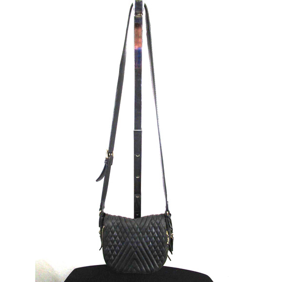 Vince Camuto Bailey Black Quilted Leather Flap Crossbody Handbag - Picture 2 of 13